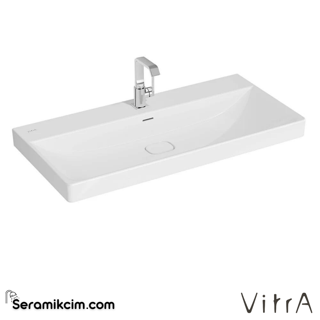VitrA Metropole Lavabo 100x47 cm Tek Armatür Delikli, Su Taşma Delikli, Beyaz - 7529B003-0001