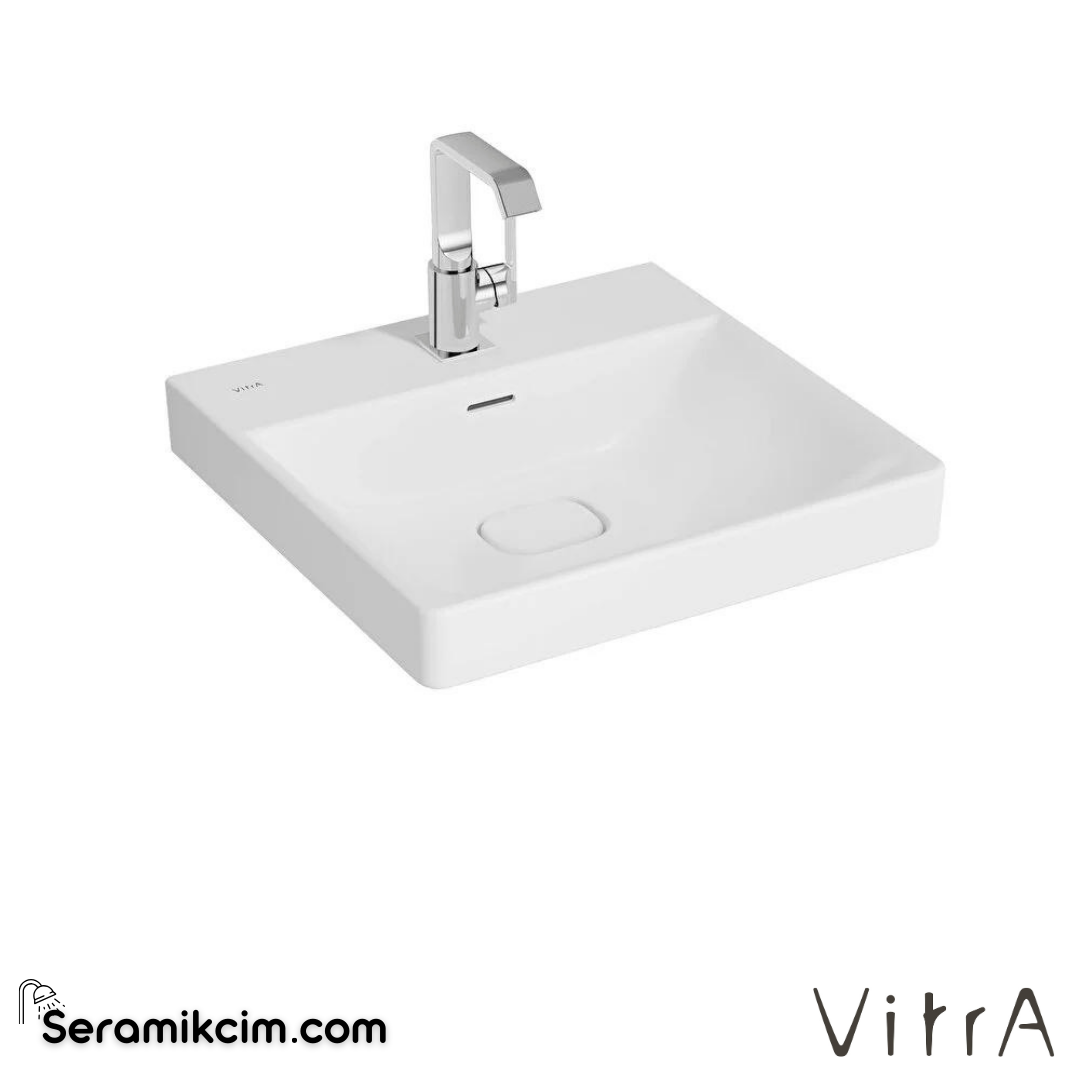 VitrA Metropole Lavabo 50x47 cm Tek Armatür Delikli, Su Taşma Delikli, Mat Beyaz - 7525B001-0001