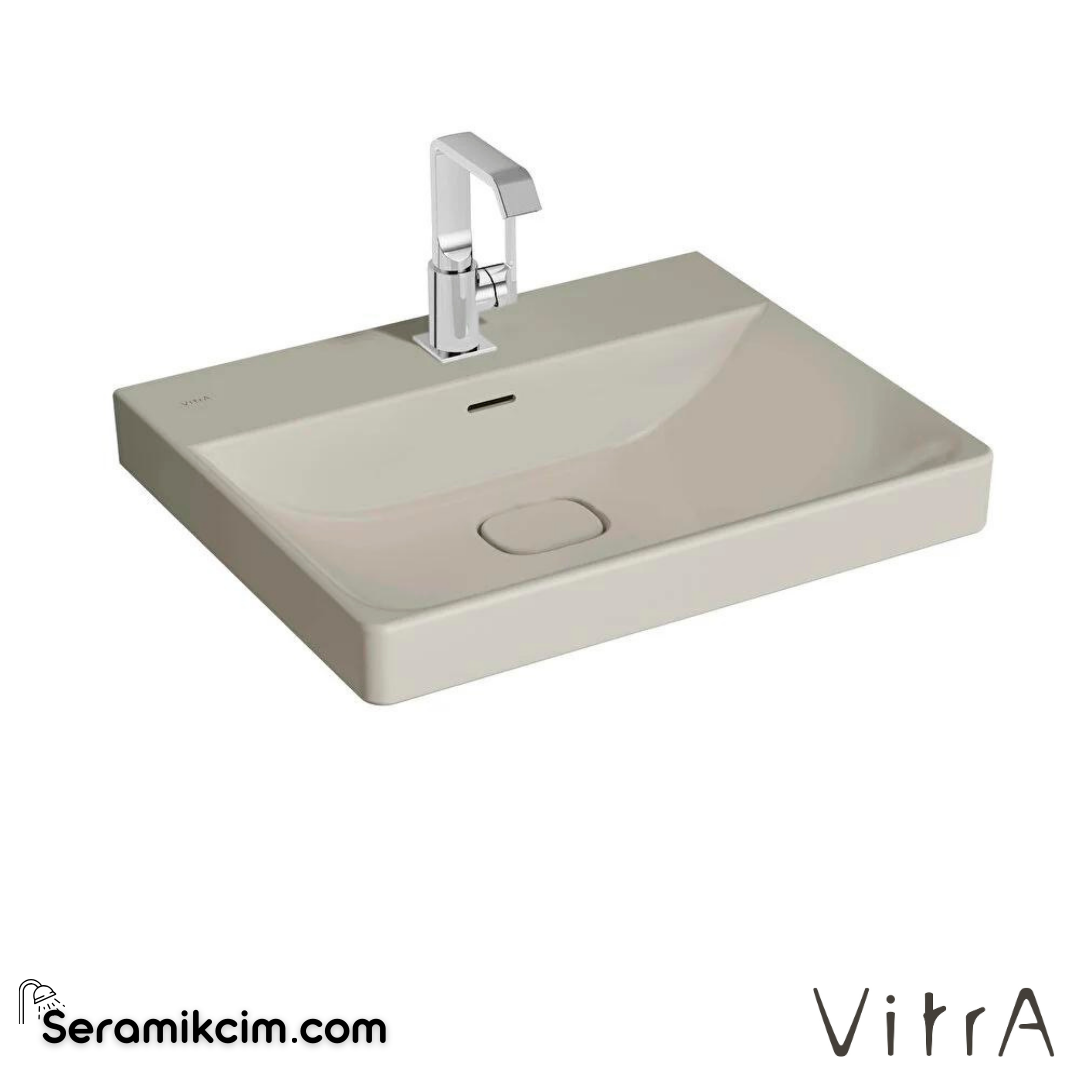 VitrA Metropole Lavabo 60x47 cm Tek Armatür Delikli, Su Taşma Delikli, Taupe - 7526B020-0001