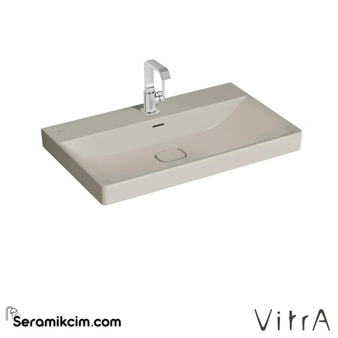 VitrA Metropole Lavabo 80x47 cm Tek Armatür Delikli, Su Taşma Delikli, Taupe - 7527B020-0001
