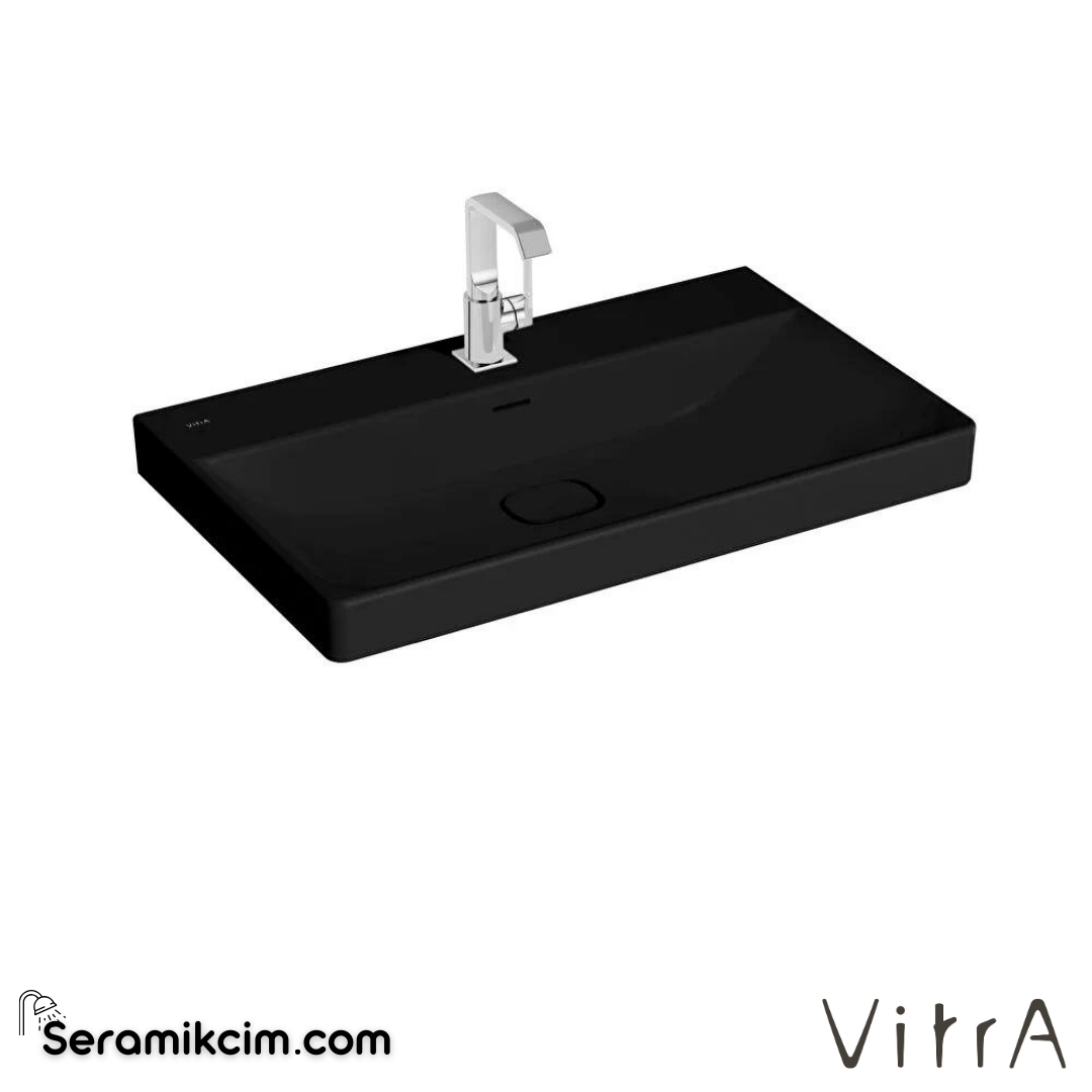 VitrA Metropole Lavabo 80x47 cm Tek Armatür Delikli, Su Taşma Delikli, Mat Siyah - 7527B083-0001