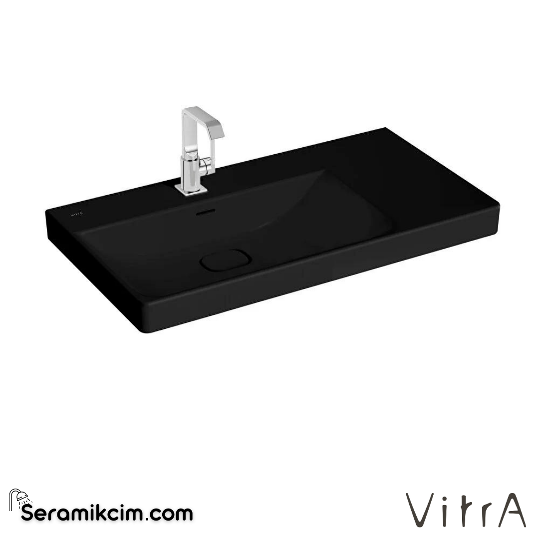 VitrA Metropole Lavabo 90x47 cm Tek Armatür Delikli, Su Taşma Delikli, Mat Siyah - 7528B083-0001