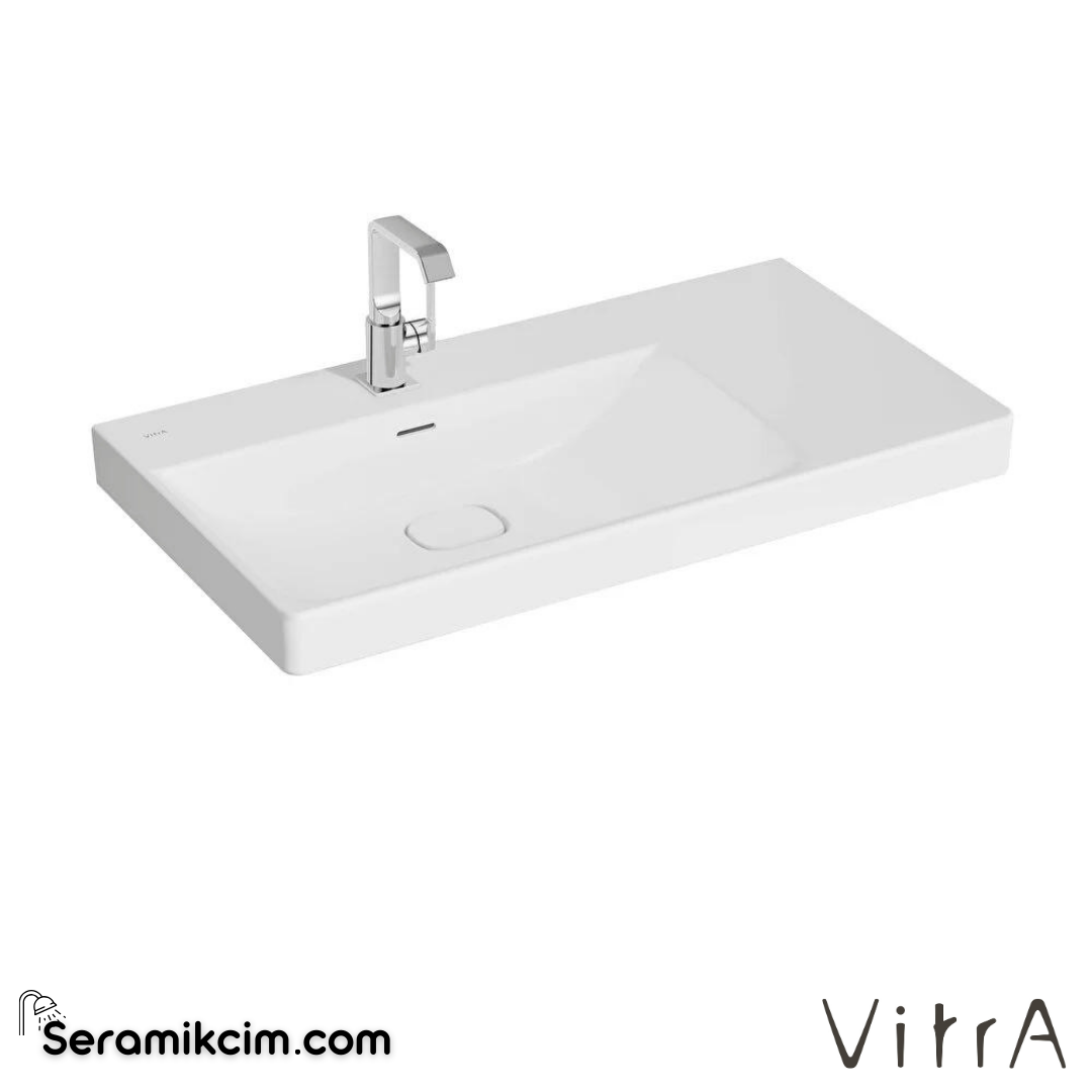 VitrA Metropole Lavabo 90x47 cm Tek Armatür Delikli, Su Taşma Delikli, Mat Beyaz - 7528B001-0001