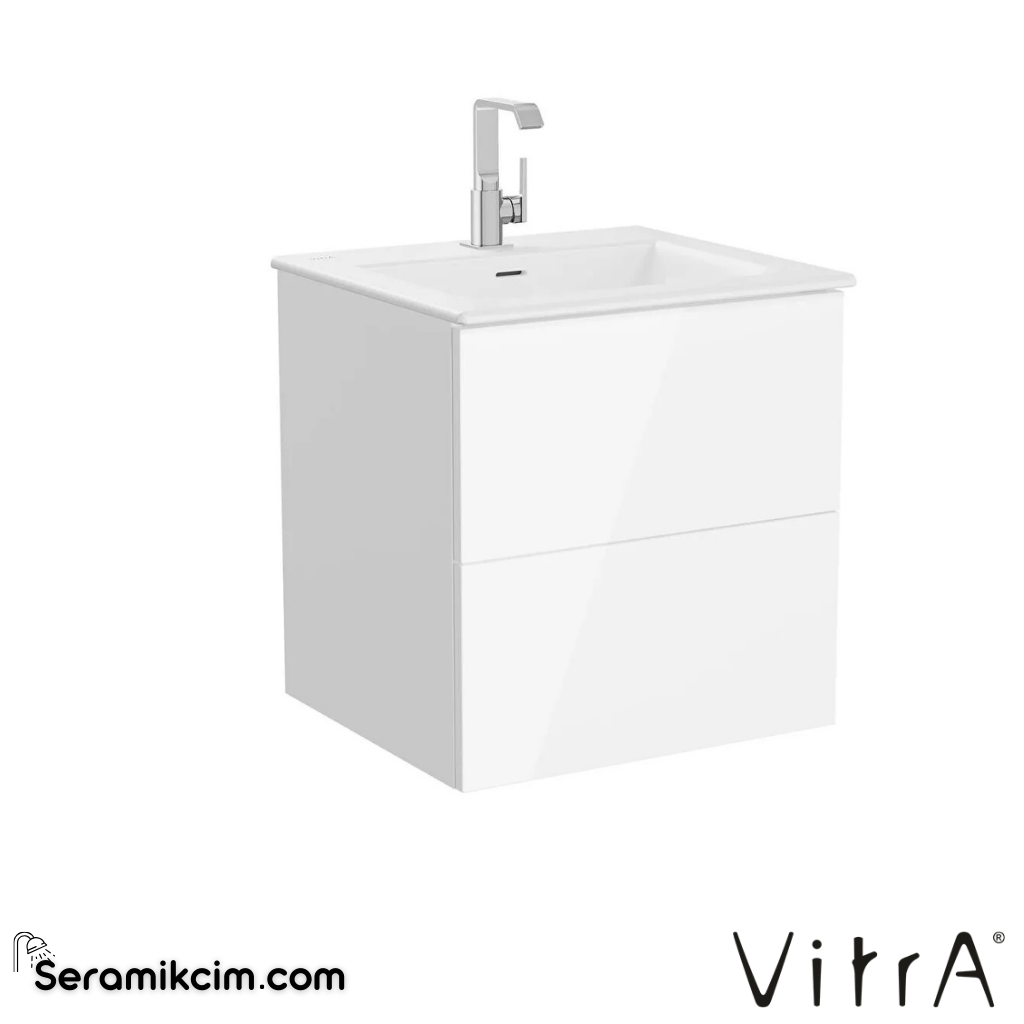 VitrA Metropole Pure Lavabo Dolabı 50 cm, iki çekmeceli standart lavabolu, parlak beyaz 67330 - 67330