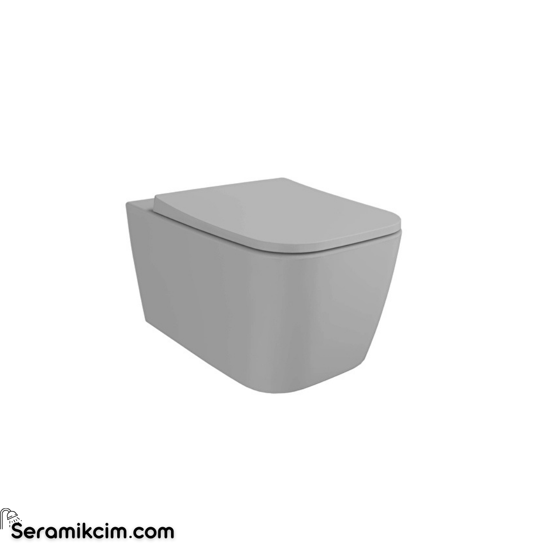 Vitra Metropole Square Asma Klozet Quantumflush Gizli Montajlı 56 Cm Taharet Borulu Clean Mat Taş Gri 7906B476-0090