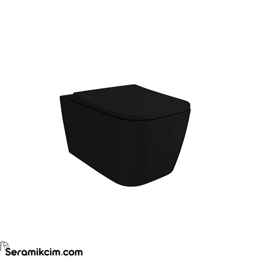Vitra Metropole Square Asma Klozet Quantumflush Gizli Montajlı 56 Cm Taharet Borulu Clean Mat Siyah 7906B483-0090