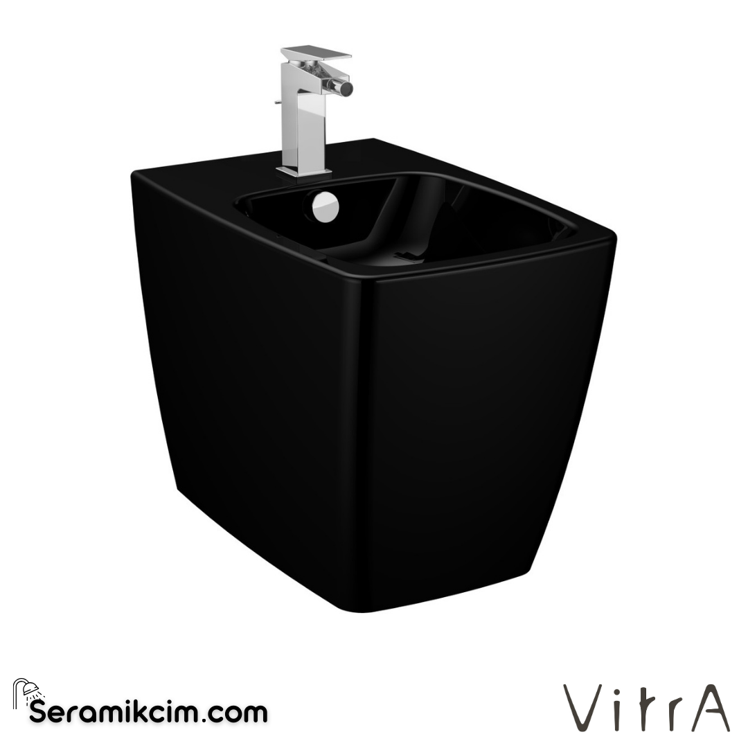 VitrA Metropole Yerden Bide Duvara Tam Dayalı, 54 cm Tek Armatür Delikli, Su Taşma Delikli, Yanlardan Deliksiz, Siyah - 5659B070-0288