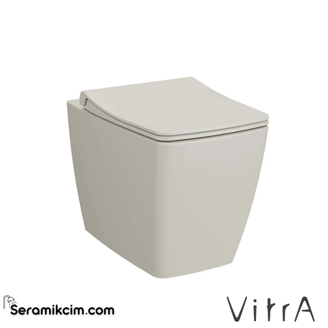 VitrA Metropole Yerden Klozet Rim-ex, Duvara Tam Dayalı, 54 cm Taharet Borulu, Taharet Borusu Girişi Sıva Altı Uygulamalı, Mat Bej - 7670B020-0090