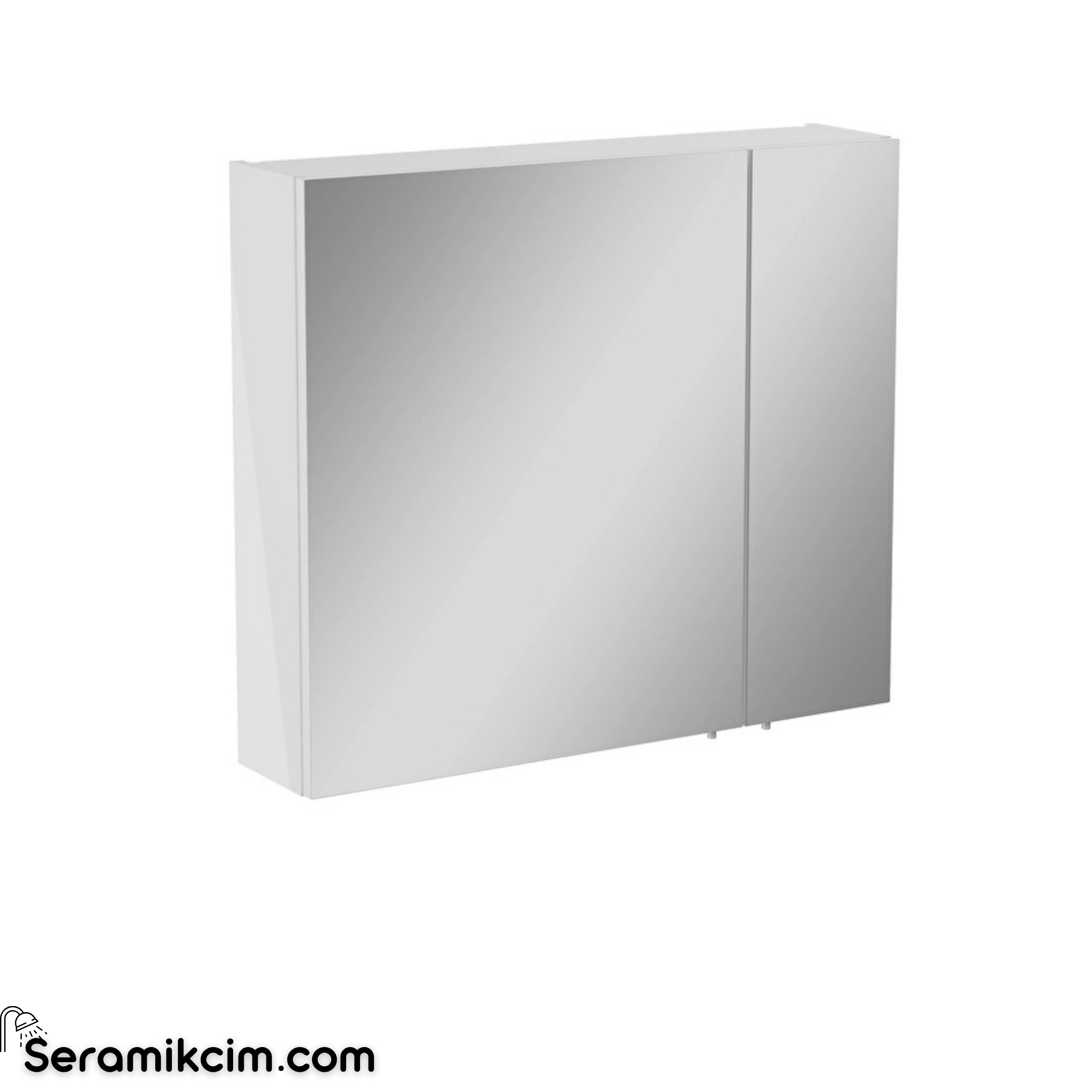 VitrA Mia Asimetrik Dolaplı Ayna, 80 cm, İki Kapaklı, Parlak Beyaz 67704