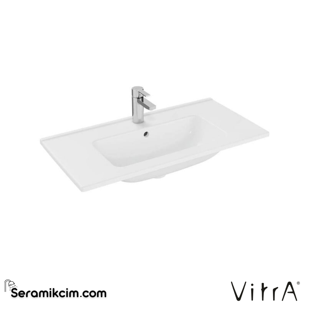 VitrA Mia Etajerli Lavabo 80x40 cm Tek Armatür Delikli, Su Taşma Delikli, Beyaz 7462L003-0001 - 7462L003-0001