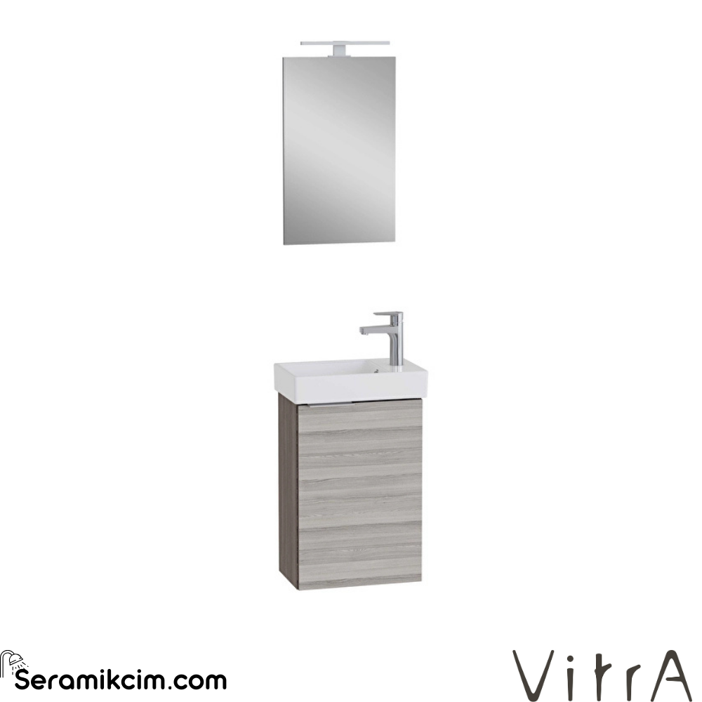 Vitra Mia Plus Square Banyo Dolabı Seti 45 Cm Bir Kapaklı Lavabo Dolabı Aydınlatmalı Düz Ayna Cordoba Sağ 69784