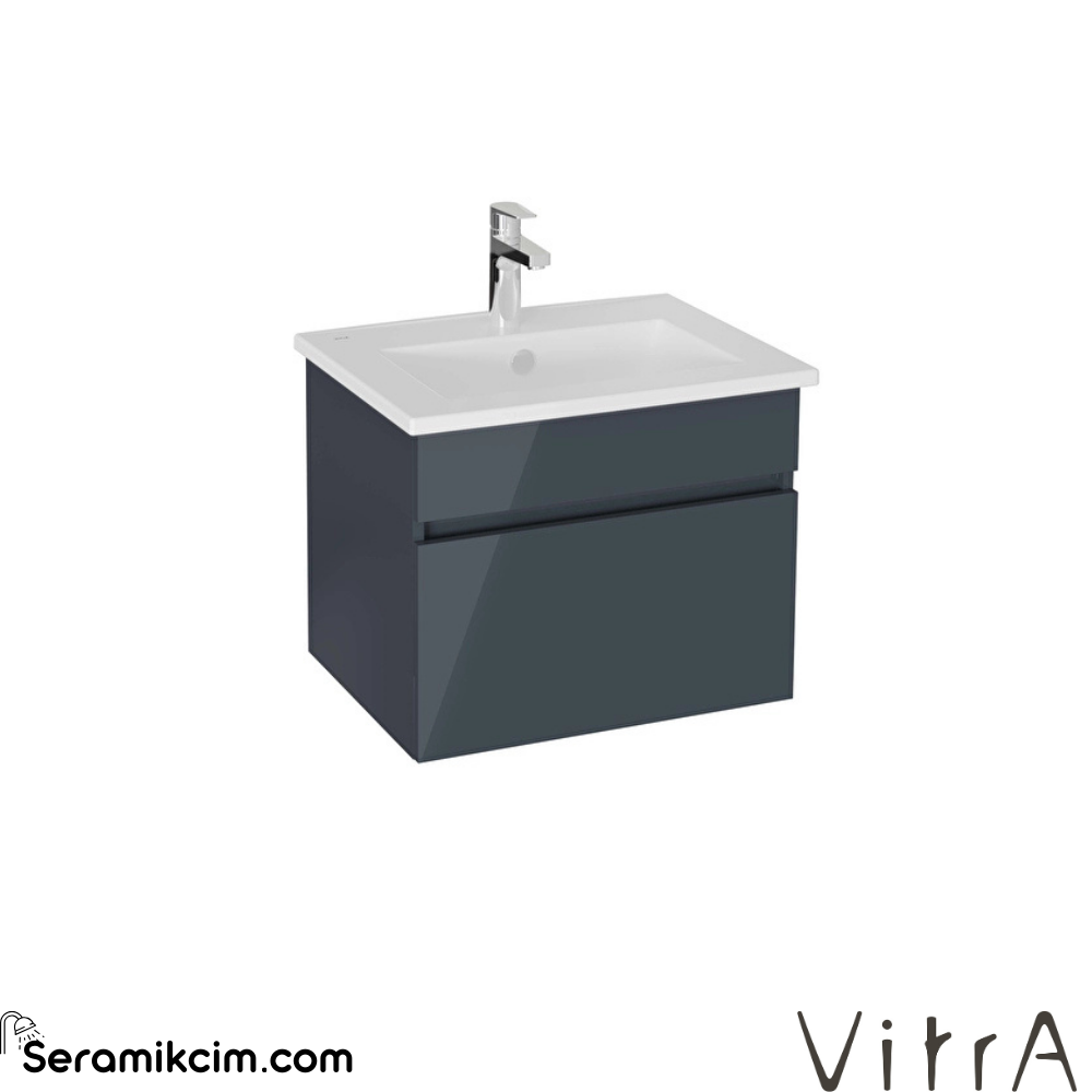 Vitra Mia Plus Square Lavabo Dolabı 60 Cm Bir Çekmeceli Parlak Antrasit 69771