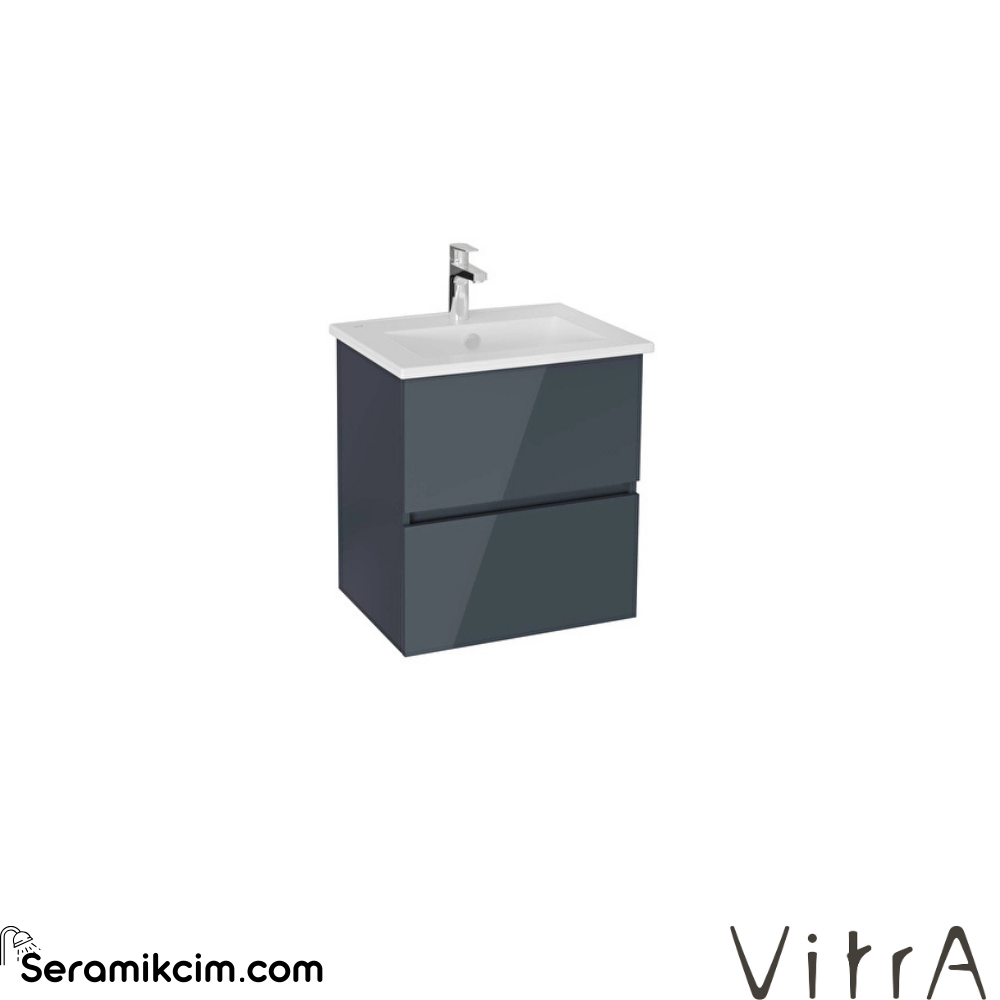 Vitra Mia Plus Square Lavabo Dolabı 60 Cm İki Çekmeceli Parlak Antrasit 69729