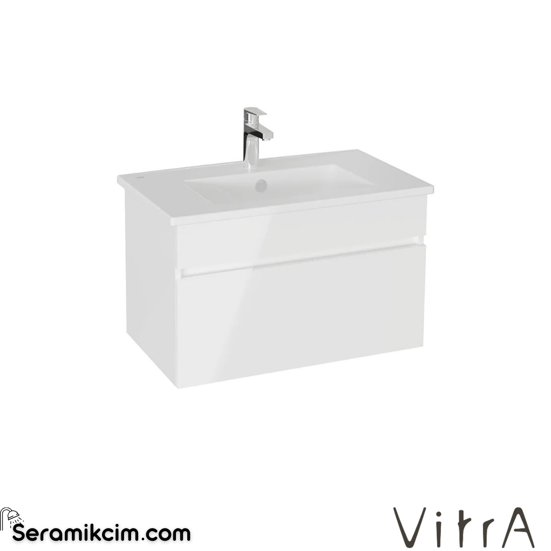 VitrA Mia Plus Square Lavabo Dolabı 80 cm bir çekmeceli parlak beyaz 69775