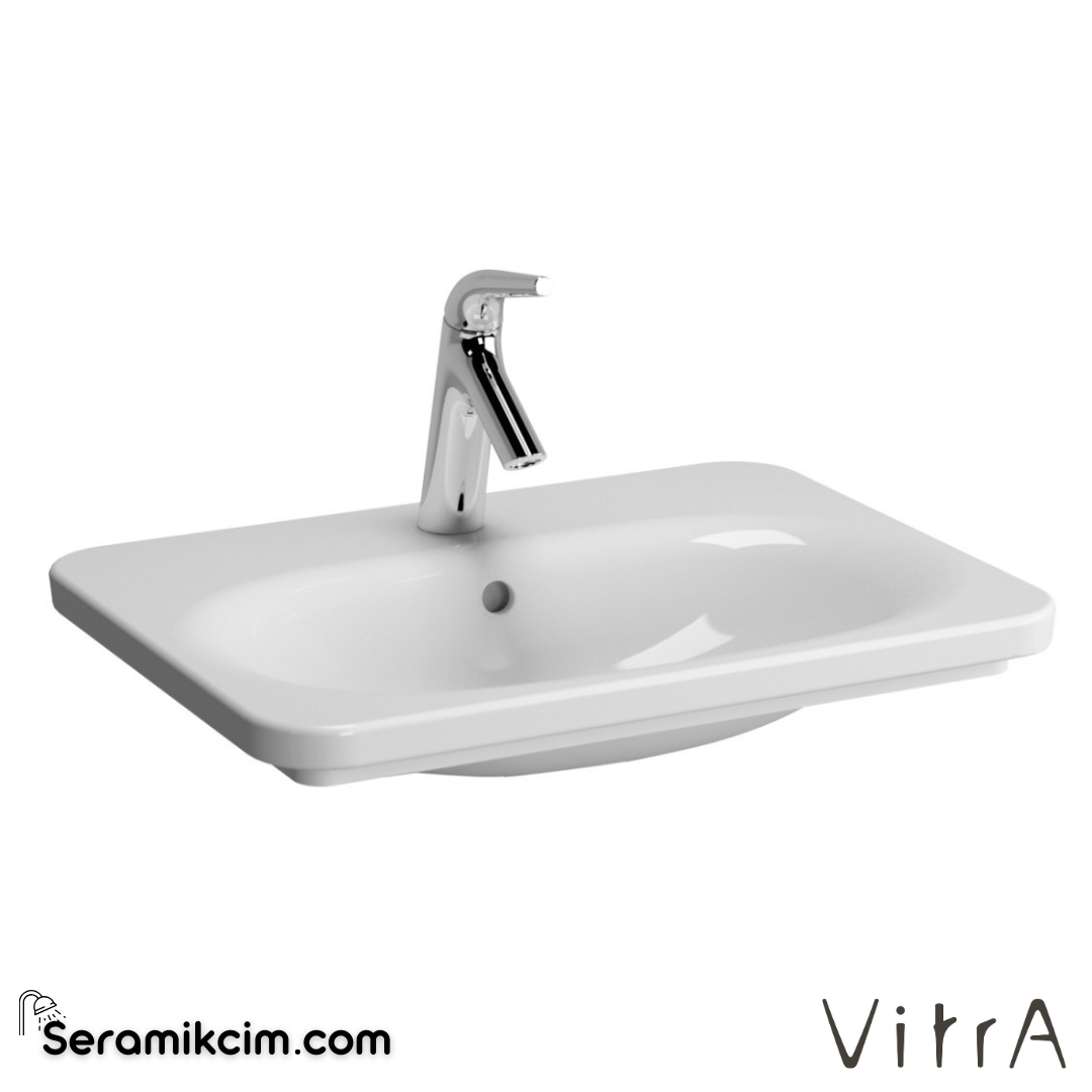 VitrA Nest Etajerli Lavabo 60x45 cm Tek Armatür Delikli, Su Taşma Delikli, Beyaz - 5685B003-0001