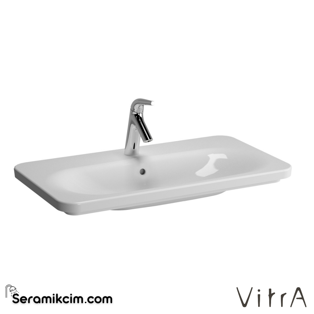 VitrA Nest Etajerli Lavabo 80x45 cm Tek Armatür Delikli, Su Taşma Delikli, Beyaz - 5686B003-0001