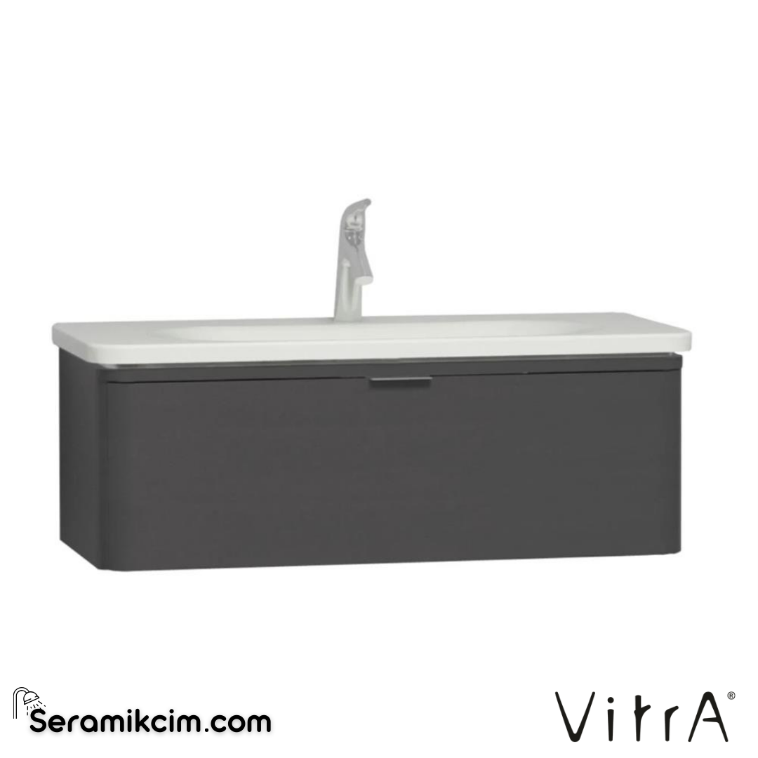 VitrA Nest Trendy Lavabo Dolabı 100 cm, bir çekmeceli parlak antrasit 56140 - 56140