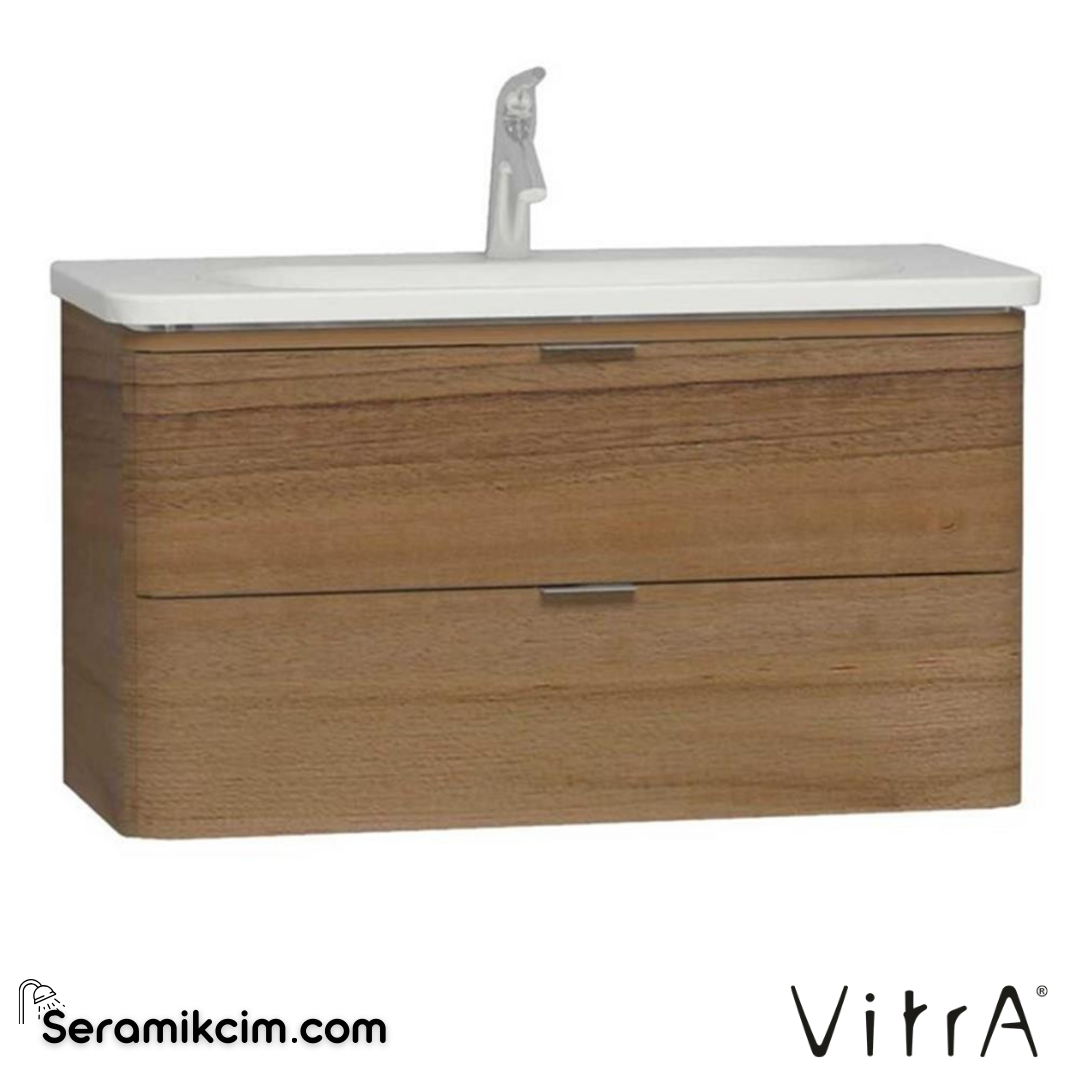 VitrA Nest Trendy Lavabo Dolabı 100 cm, iki çekmeceli hareli doğal ahşap 56150 - 56150