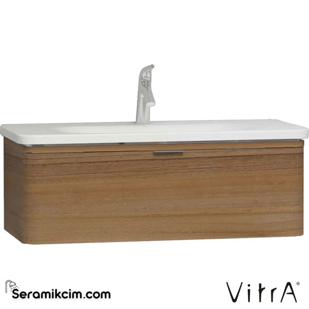 VitrA Nest Trendy Lavabo Dolabı 100 cm, bir çekmeceli hareli doğal ahşap 56141 - 56141