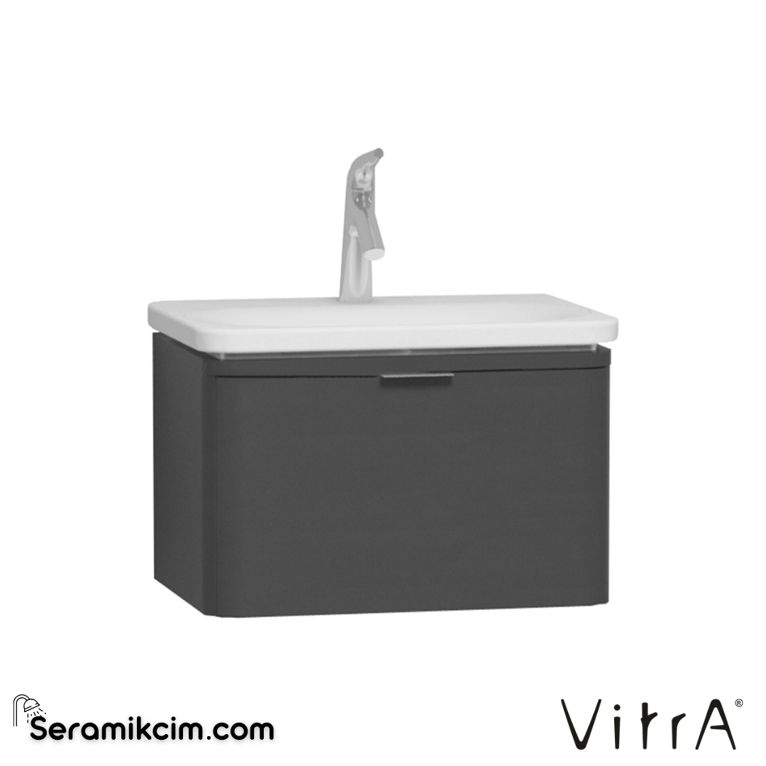 VitrA Nest Trendy Lavabo Dolabı 60 cm, bir çekmeceli parlak antrasit 56134 - 56134