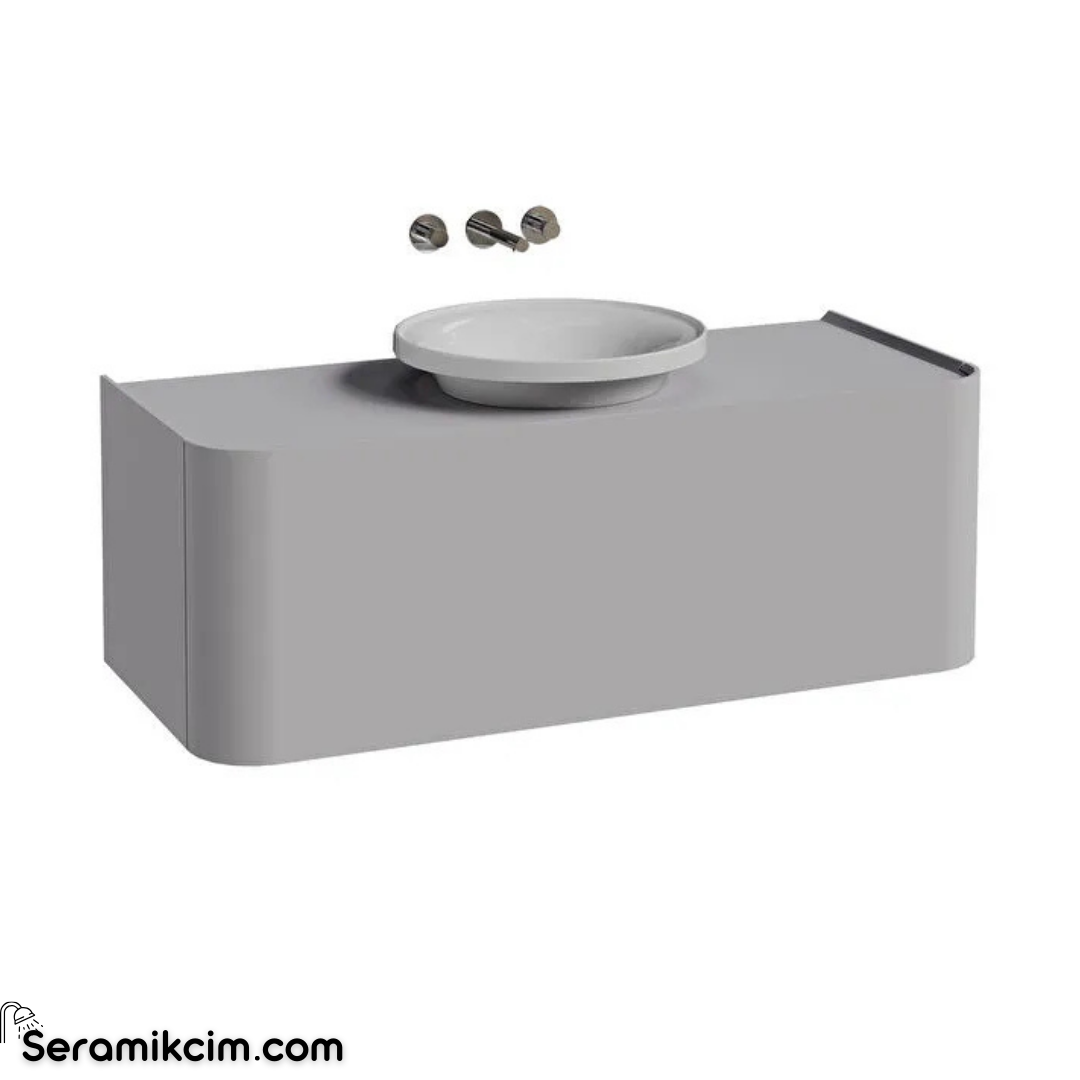 Vitra New Gala Lavabo Dolabı 120 Cm Bir Çekmeceli Çanak Lavabolu Ve Tezgahlı Mat Taş Gri 80388