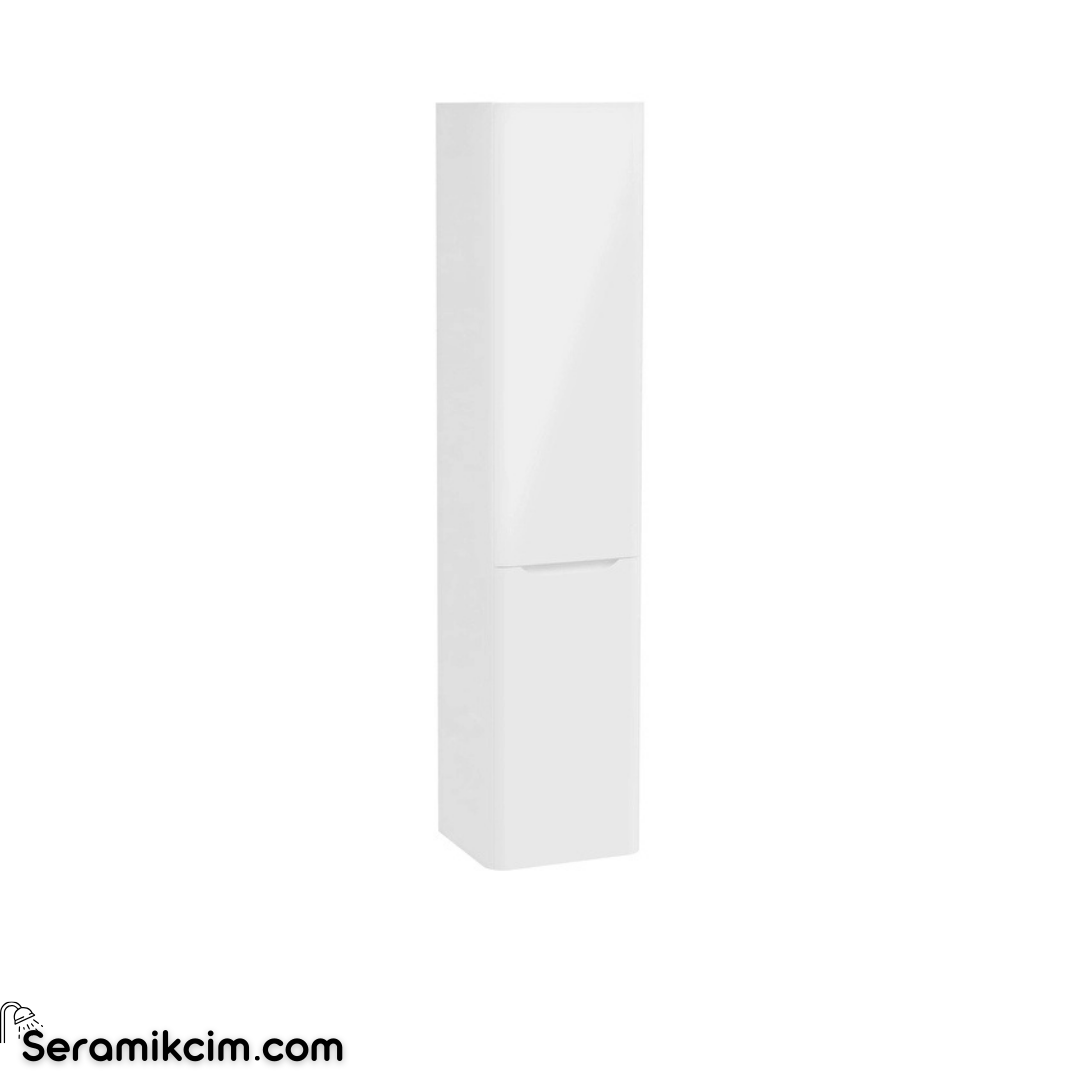 Vitra New Integra Round Boy Dolabı 40 Cm İki Kapaklı Çamaşır Sepetli Parlak Beyaz Sağ 80009