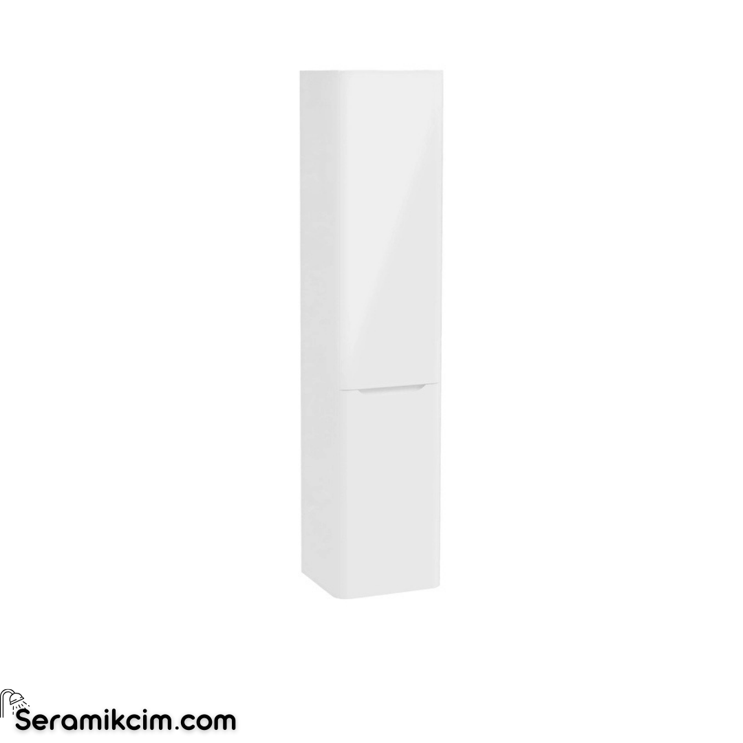 Vitra New Integra Round Boy Dolabı 40 Cm İki Kapaklı Çamaşır Sepetli Parlak Beyaz Sol 70077