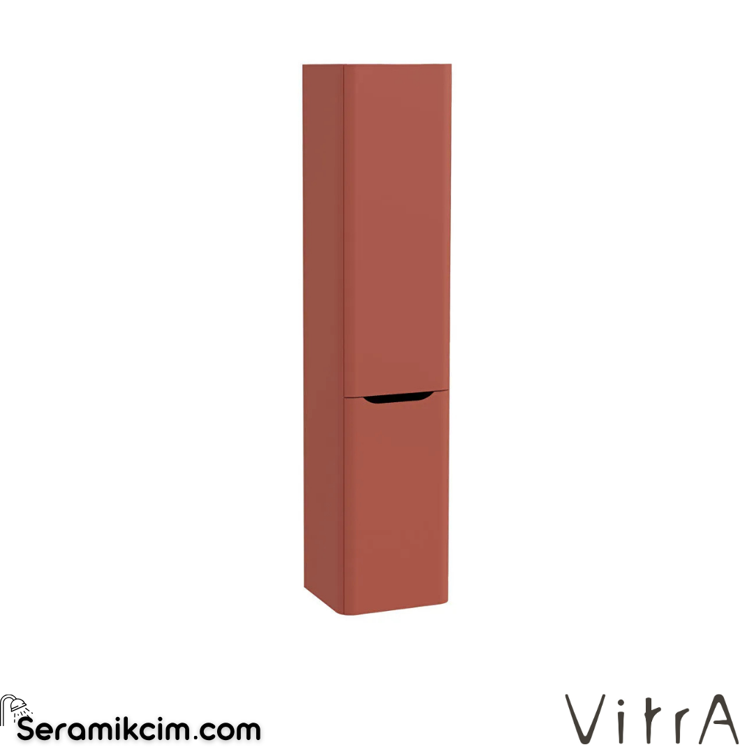VitrA New Integra Round Boy Dolabı 40cm İki Kapaklı Çamaşır Sepetli Mat Kırmızı Sağ 80013