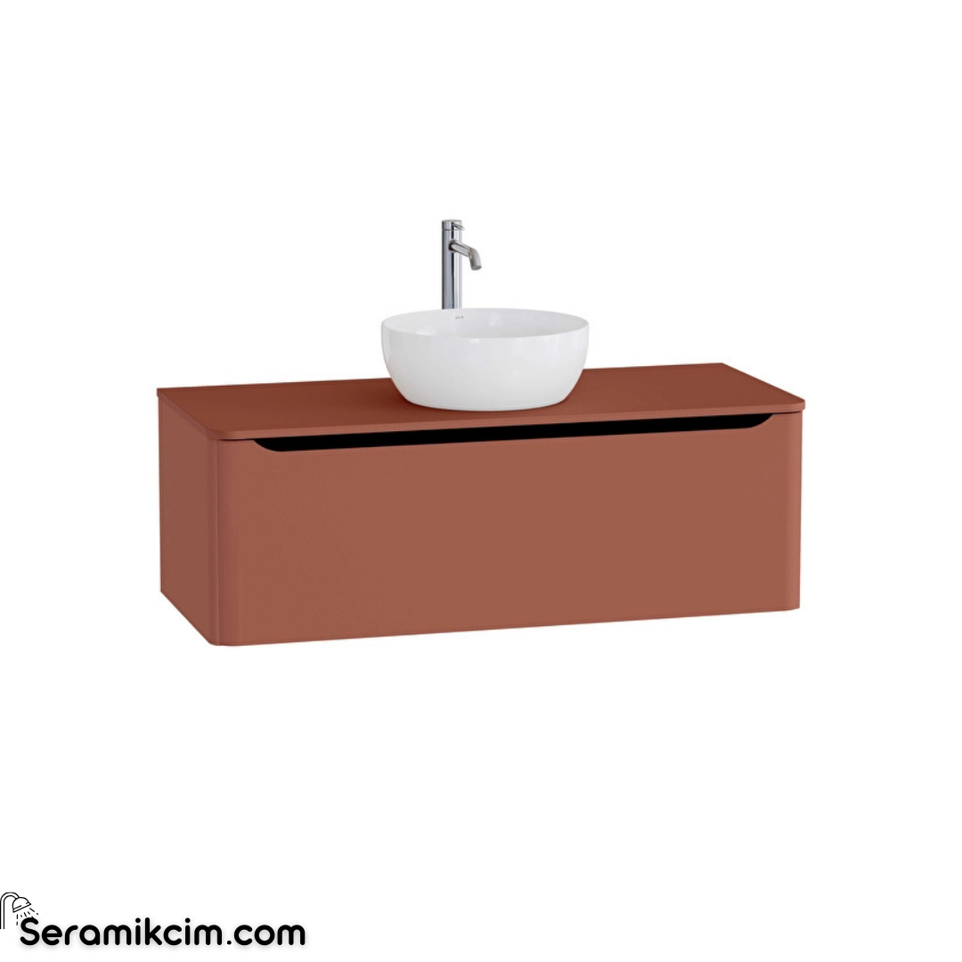 Vitra New Integra Round Lavabo Dolabı 120 Cm Bir Çekmeceli Çanak Lavabo Uyumlu Mat Kırmızı Lavabosuz 70063