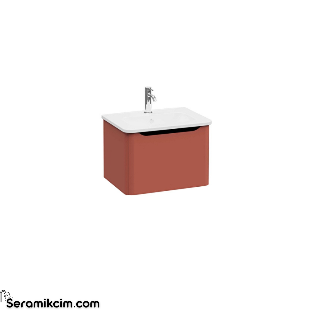 Vitra New Integra Round Lavabo Dolabı 60 Cm Bir Çekmeceli Mat Kırmızı 69901