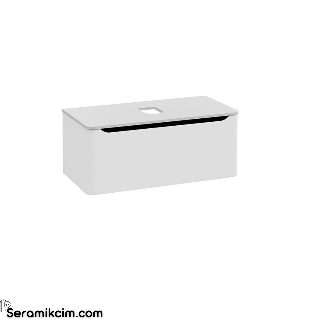 Vitra New Integra Round Lavabo Dolabı 100 Cm Bir Çekmeceli Çanak Lavabo Uyumlu Mat Açık Gri Lavabosuz 70056