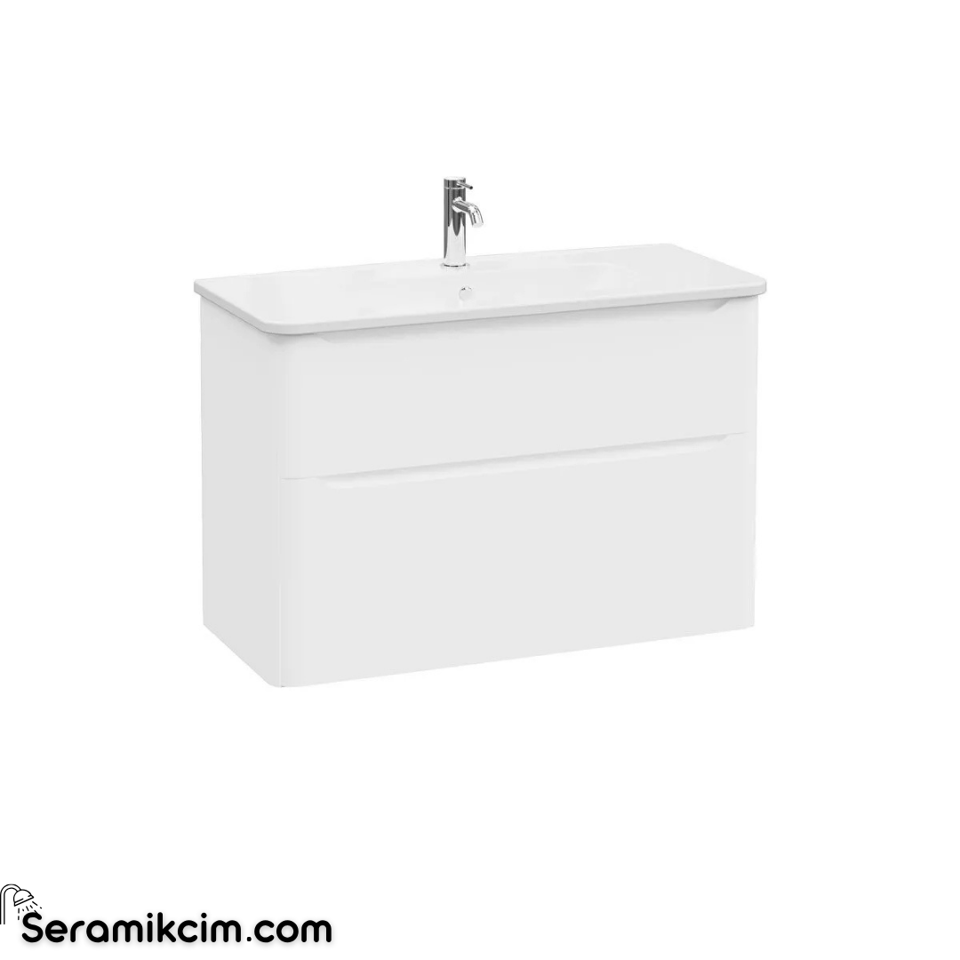 VitrA New Integra Round Lavabo Dolabı 100 cm iki çekmeceli mat beyaz 69988
