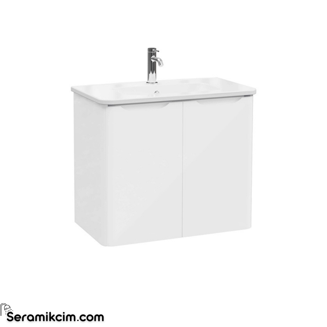 Vitra New Integra Round Lavabo Dolabı 80 Cm İki Kapaklı Parlak Beyaz 69852