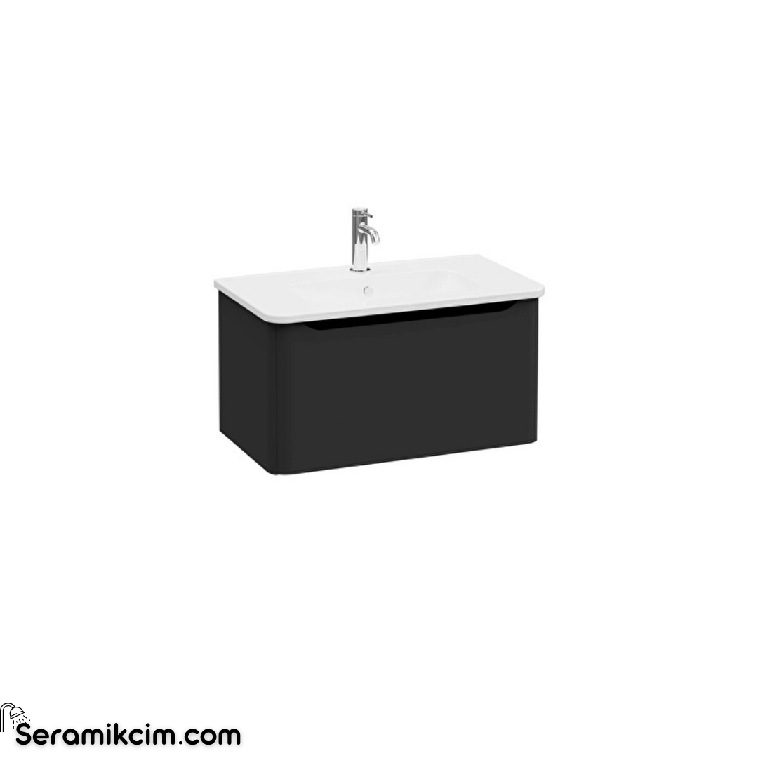 Vitra New Integra Round Lavabo Dolabı 80 Cm Bir Çekmeceli Mat Grafit 69908