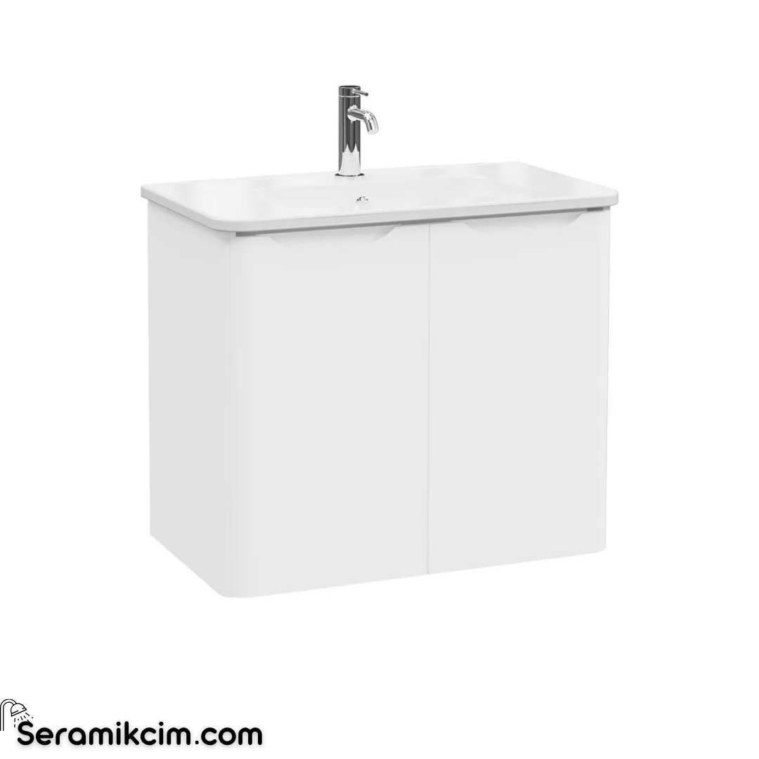 VitrA New Integra Round Lavabo Dolabı 80 cm İki Kapaklı Mat Beyaz 69853