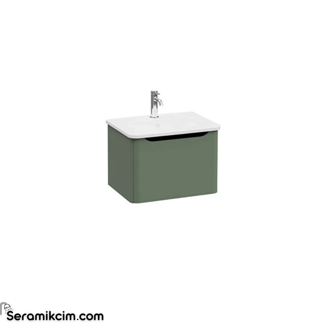 Vitra New Integra Round Lavabo Dolabı 60 Cm Bir Çekmeceli Mat Yeşil 69902