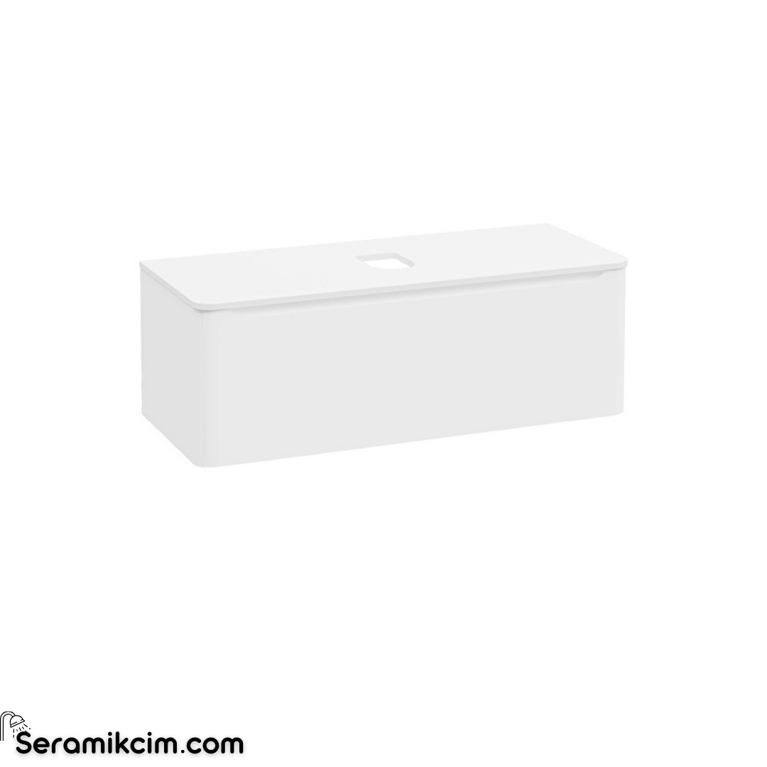 Vitra New Integra Round Lavabo Dolabı 120 Cm Bir Çekmeceli Çanak Lavabo Uyumlu Mat Beyaz Lavabosuz 70060