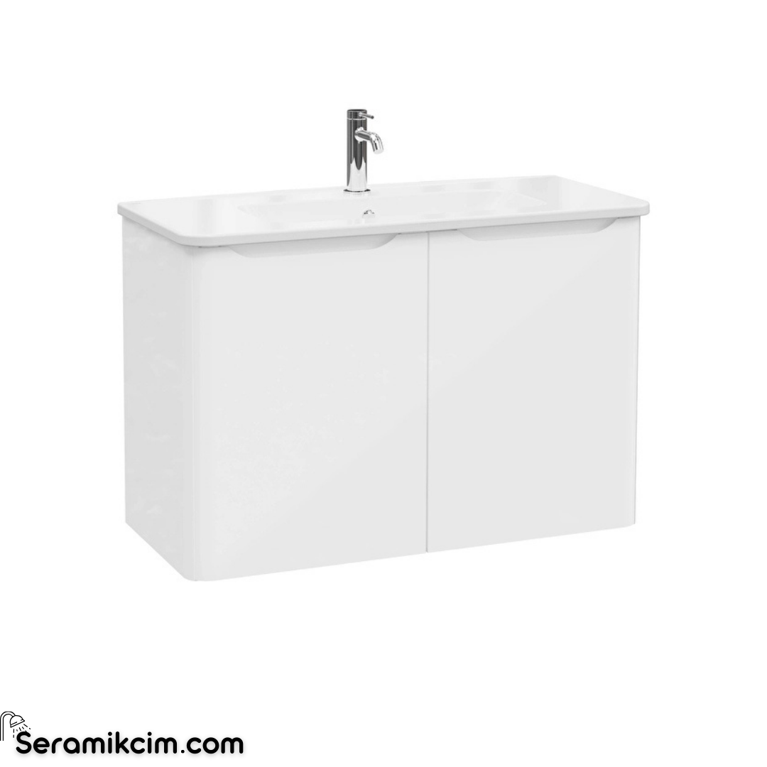 Vitra New Integra Round Lavabo Dolabı 100 Cm İki Kapaklı Parlak Beyaz 69861