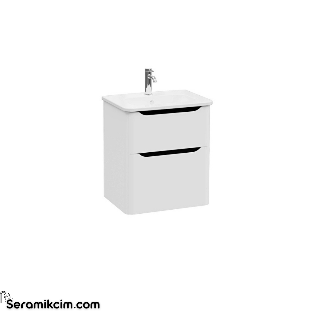 Vitra New Integra Round Lavabo Dolabı 60 Cm İki Çekmeceli Mat Açık Gri 69975