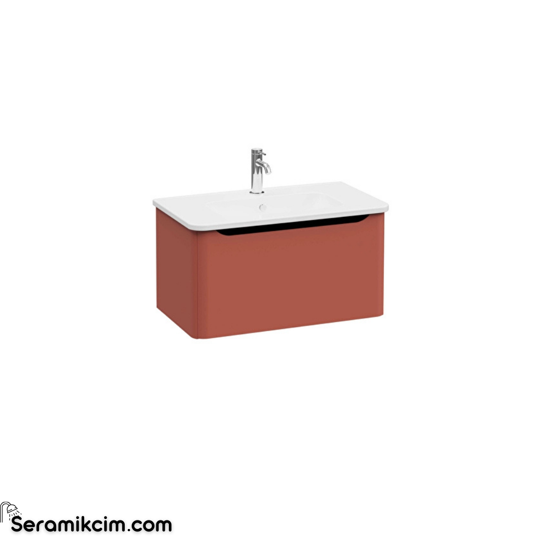 Vitra New Integra Round Lavabo Dolabı 80 Cm Bir Çekmeceli Mat Kırmızı 69910