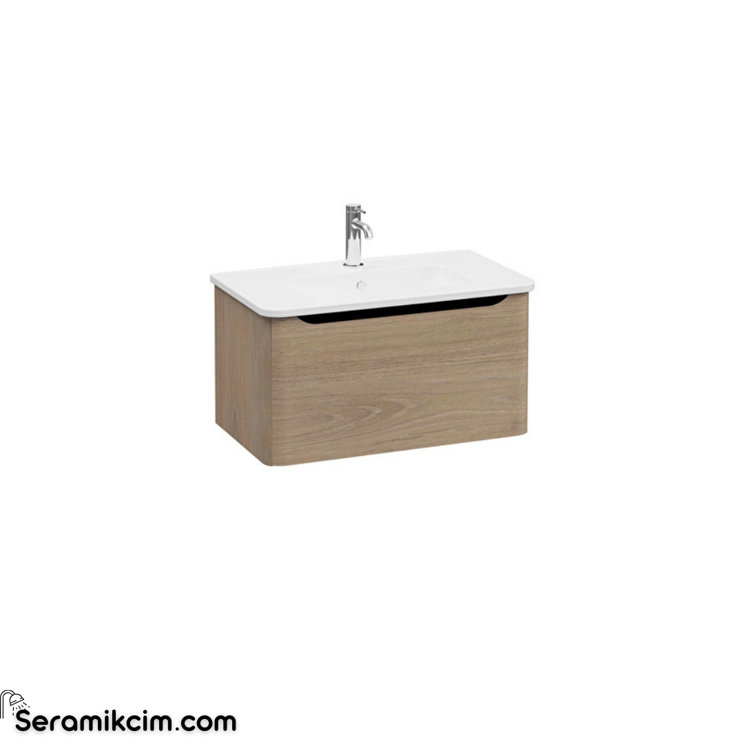 Vitra New Integra Round Lavabo Dolabı 80 Cm Bir Çekmeceli Altın Meşe 69909