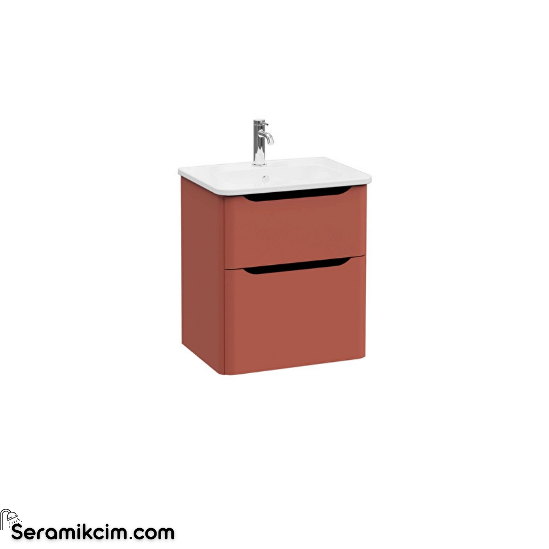 Vitra New Integra Round Lavabo Dolabı 60 Cm İki Çekmeceli Mat Kırmızı 69973