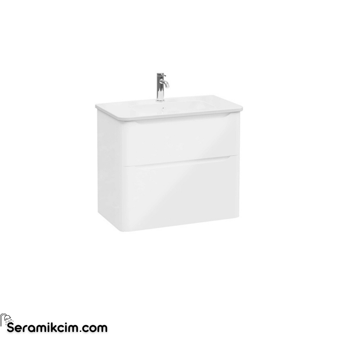Vitra New Integra Round Lavabo Dolabı 80 Cm İki Çekmeceli Parlak Beyaz 69978
