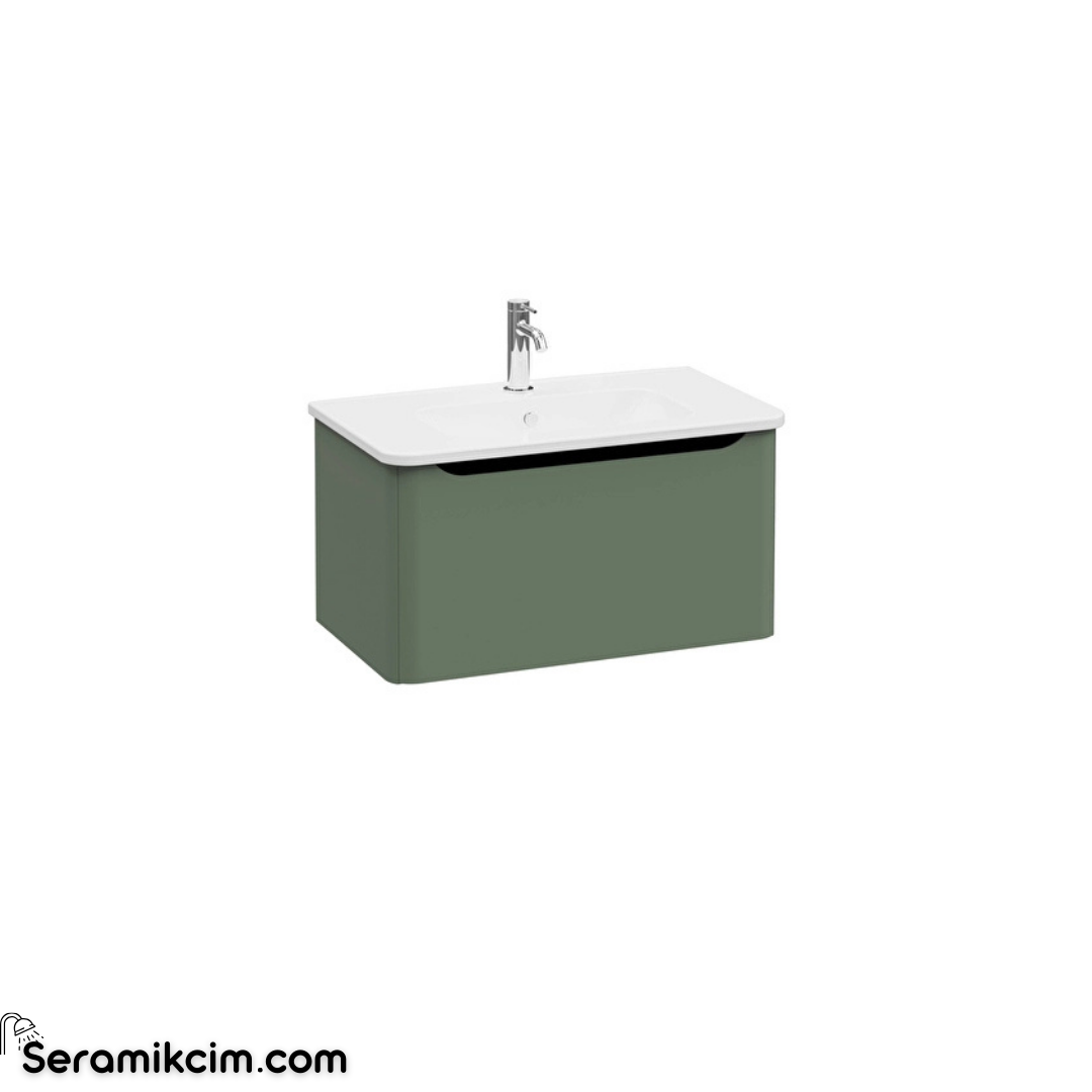 Vitra New Integra Round Lavabo Dolabı 80 Cm Bir Çekmeceli Mat Yeşil 69911