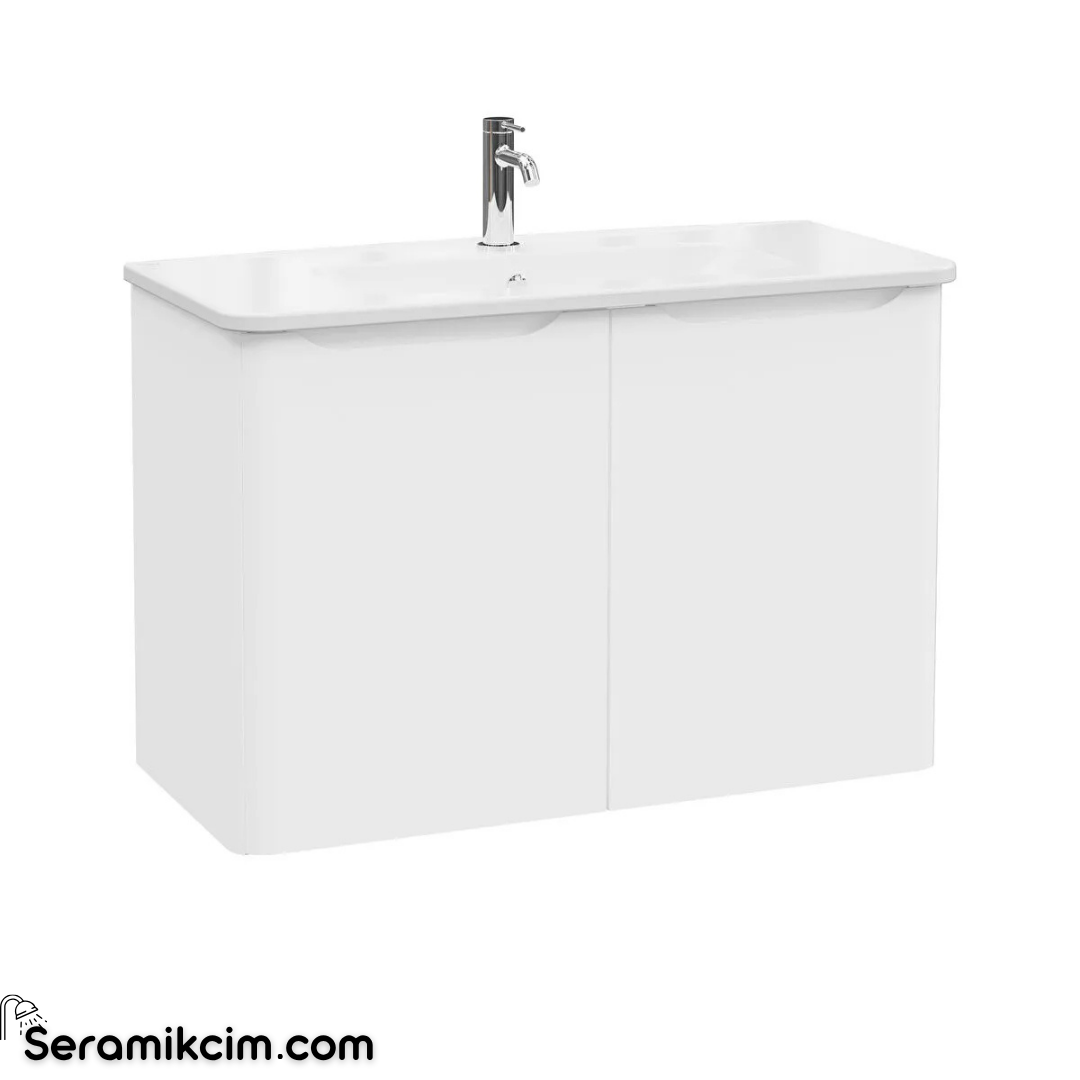 VitrA New Integra Round Lavabo Dolabı 100 cm iki kapaklı mat beyaz 69862