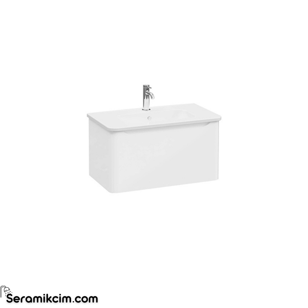 Vitra New Integra Round Lavabo Dolabı 80 Cm Bir Çekmeceli Parlak Beyaz 69906