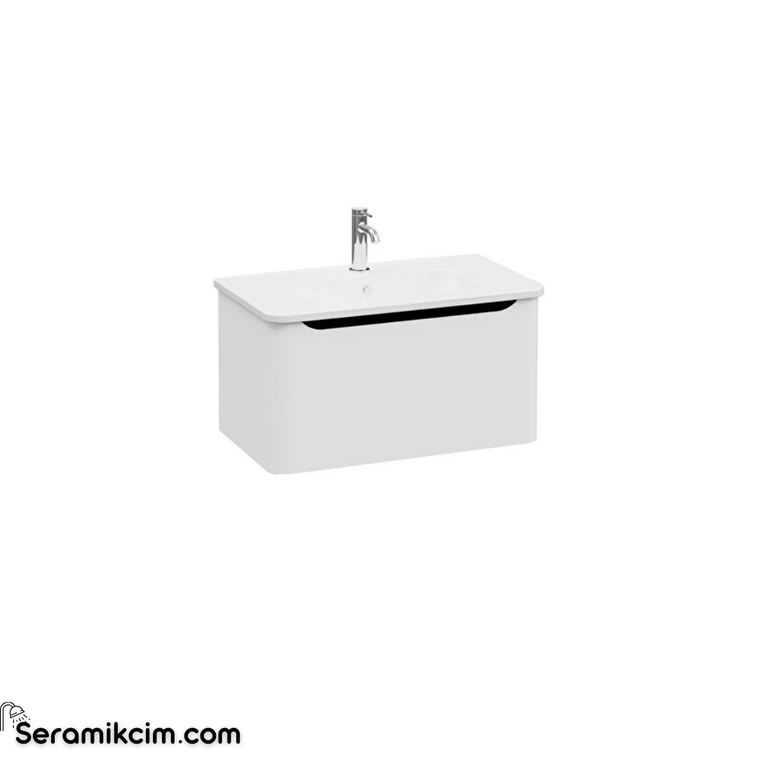 Vitra New Integra Round Lavabo Dolabı 80 Cm Bir Çekmeceli Mat Açık Gri 69912