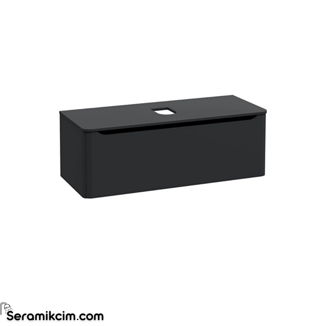 Vitra New Integra Round Lavabo Dolabı 120 Cm Bir Çekmeceli Çanak Lavabo Uyumlu Mat Grafit Lavabosuz 70061