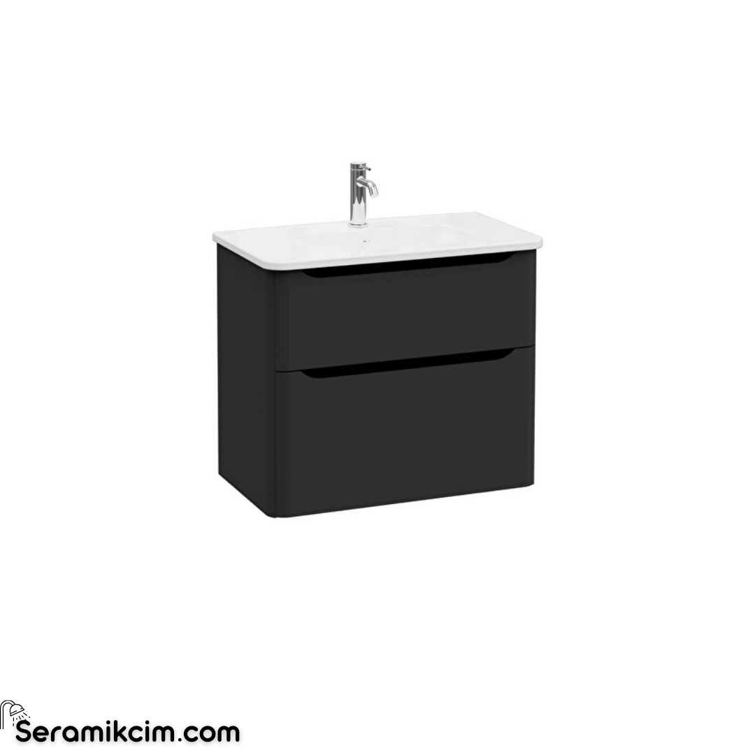 Vitra New Integra Round Lavabo Dolabı 80 Cm İki Çekmeceli Mat Grafit 69980