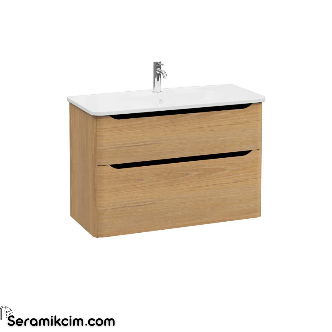 VitrA New Integra Round Lavabo Dolabı 100 cm iki çekmeceli altın meşe 69990